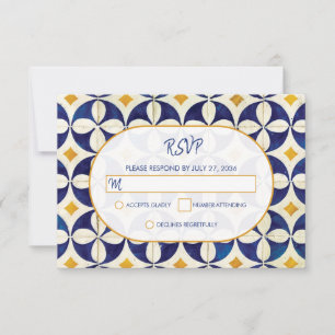 Cartons Réponse Mariage Motif vintage bleu et jaune portugais