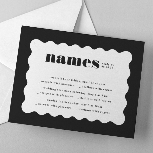 Cartons Réponse Mariage multi-événements avec bordure moderne en c (Créateur téléchargé)