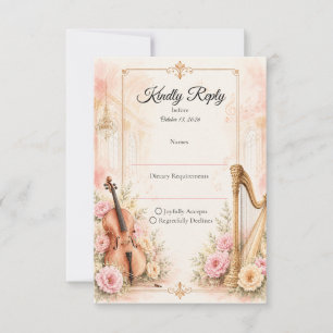 Cartons Réponse Mariage Musical Élégant