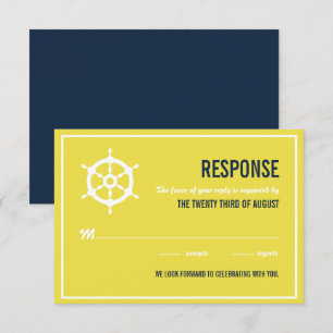 Cartons Réponse Mariage Nautique Bleu Nuit et Jaune