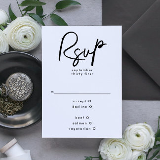 Cartons Réponse Mariage noir blanc moderne et moderne
