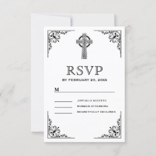 Cartons Réponse Mariage noir et blanc de croix celtique