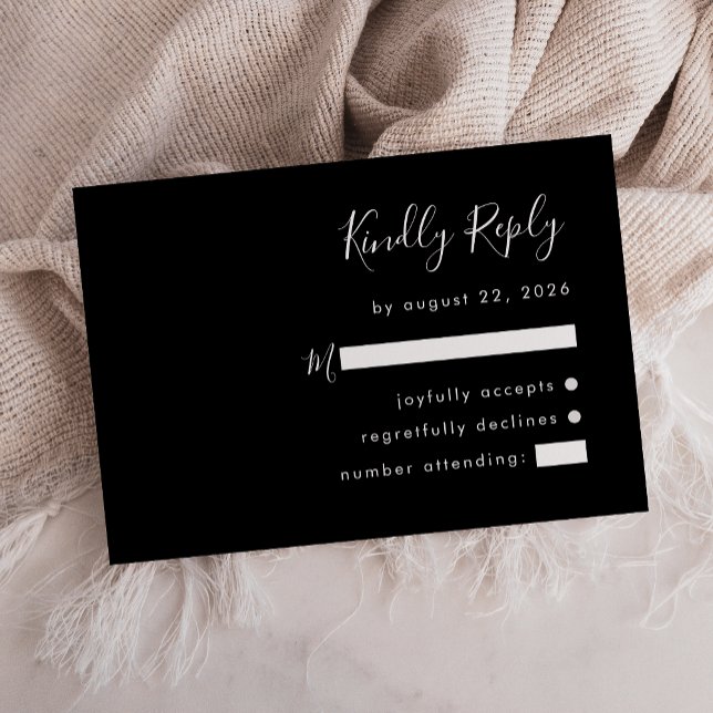 Cartons Réponse Mariage noir et blanc de style moderne (Créateur téléchargé)