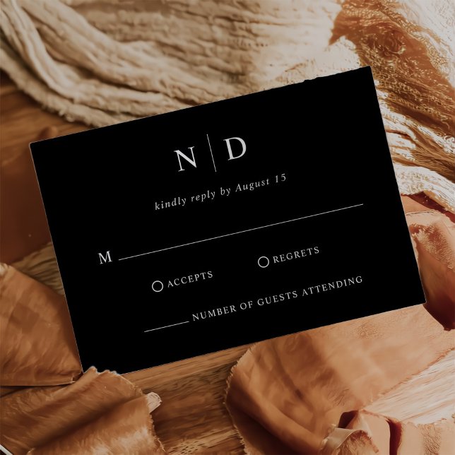 Cartons Réponse Mariage noir et blanc moderne (Créateur téléchargé)