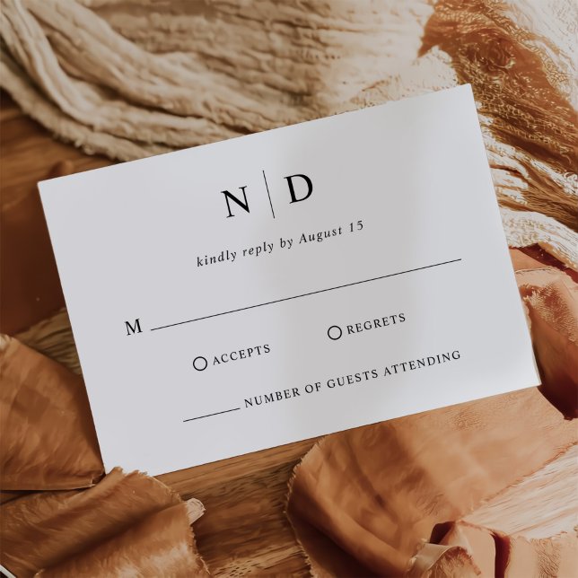 Cartons Réponse Mariage noir et blanc moderne (Créateur téléchargé)