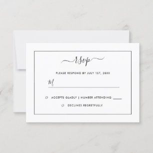 Cartons Réponse Mariage Noir Et Blanc Moderne