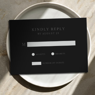 Cartons Réponse Mariage noir mat minimaliste moderne