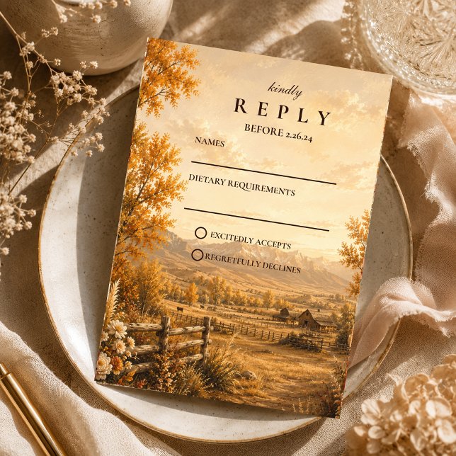 Cartons Réponse Mariage occidental rustique d'automne (Créateur téléchargé)