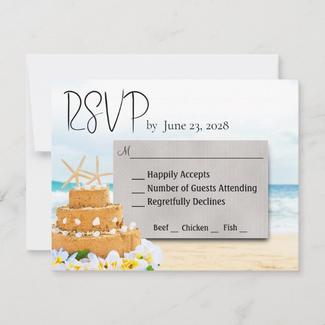 Cartons Réponse Mariage Ocean Love Beach (Devant)