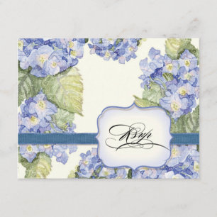 Cartons Réponse Mariage officiel bleu Hydrangea Bracket Floral