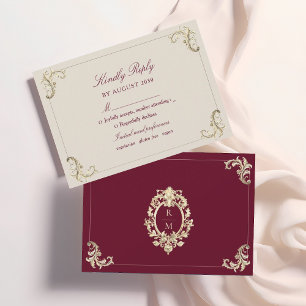 Cartons Réponse Mariage Or Baroque Bourgogne Or