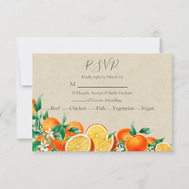 Cartons Réponse Mariage Orange Blossom (Devant)