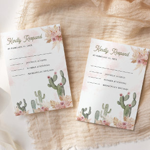 Cartons Réponse Mariage Pampas Cactus Floral Boho Rose