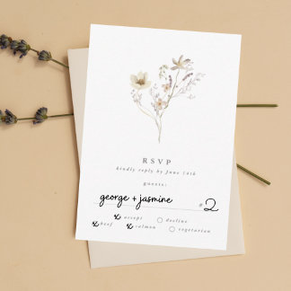 Cartons Réponse Mariage Pampas Fleur sauvage sec à l'abondance min