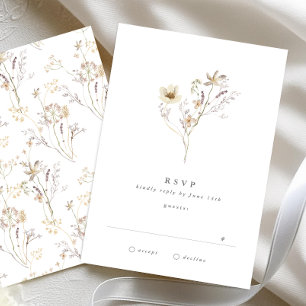 Cartons Réponse Mariage Pampas Fleur sauvage simple à sec minimal