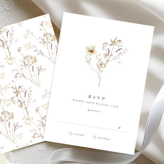 Cartons Réponse Mariage Pampas Fleur sauvage simple à sec minimal (Créateur téléchargé)