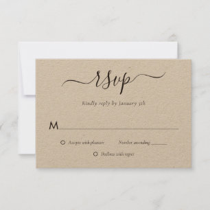 Cartons Réponse Mariage papier Kraft moderne