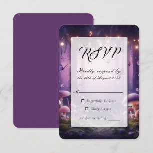 Cartons Réponse Mariage Papillons Violets et Cieux Étoilés
