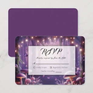 Cartons Réponse Mariage Papillons Violets et Cieux Étoilés