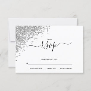 Cartons Réponse Mariage Parties scintillant argent