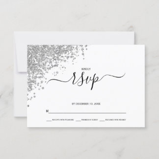 Cartons Réponse Mariage Parties scintillant argent