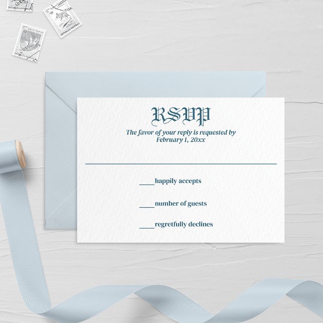 Cartons Réponse Mariage Pastel Blue Leaf et Floral Monogram (Créateur téléchargé)