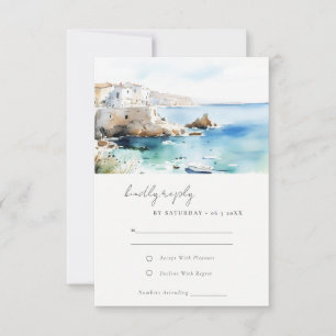 Cartons Réponse Mariage Paysage Aquarelle Chic Pouilles Italie