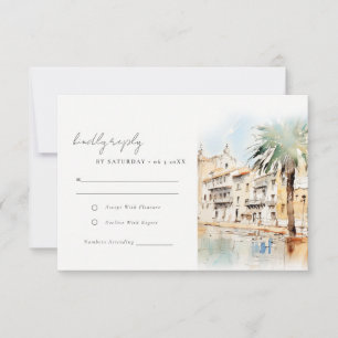 Cartons Réponse Mariage Paysage Aquarelle Majorque Espagne