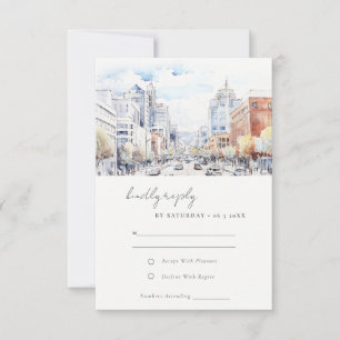 Cartons Réponse Mariage Paysage Aquarelle Omaha Nebraska