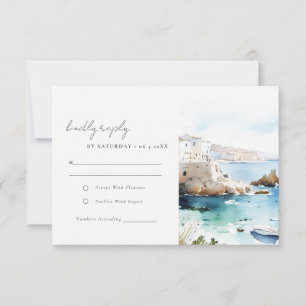 Cartons Réponse Mariage Paysage Aquarelle Pouilles Italie Chic