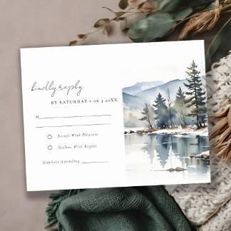 Cartons Réponse Mariage paysager du lac de la neige d'hiver