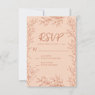 Cartons Réponse Mariage Peach Terracotta Ligne d'Art Botanique