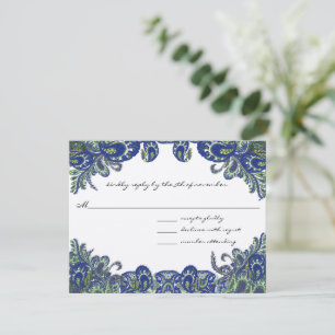 Cartons Réponse Mariage Peacock bleu et vert