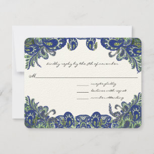 Cartons Réponse Mariage Peacock bleu et vert