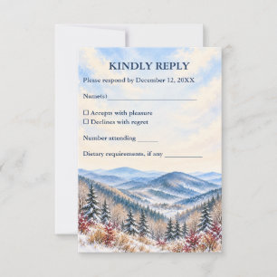 Cartons Réponse Mariage personnalisé aquarelle hivernale de Blue R