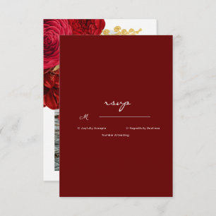 Cartons Réponse Mariage photo Burgundy Gold Floral Arch