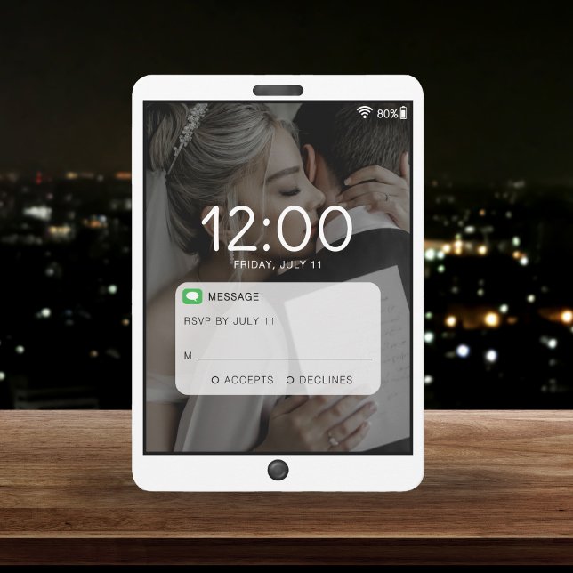 Cartons Réponse Mariage photo de l'écran de verrouillage de téléph (Cell Phone Lock Screen Photo Wedding RSVP Card
)