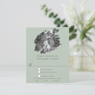 Cartons Réponse Mariage photo moderne Brushstroke   Vert sage