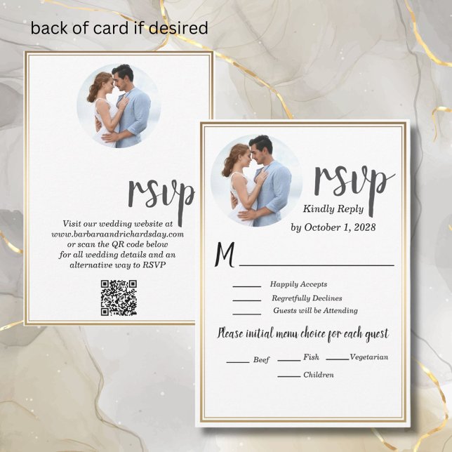 Cartons Réponse Mariage photo moderne romantique (Créateur téléchargé)
