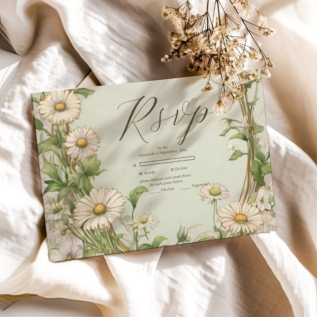 Cartons Réponse Mariage poussiéreux de Marguerite Daisy (Créateur téléchargé)