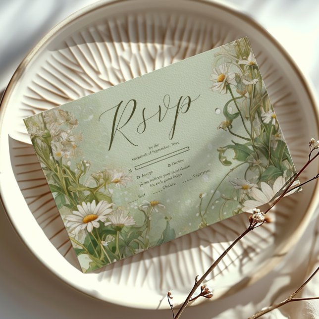 Cartons Réponse Mariage poussiéreux de Marguerite Daisy (Créateur téléchargé)