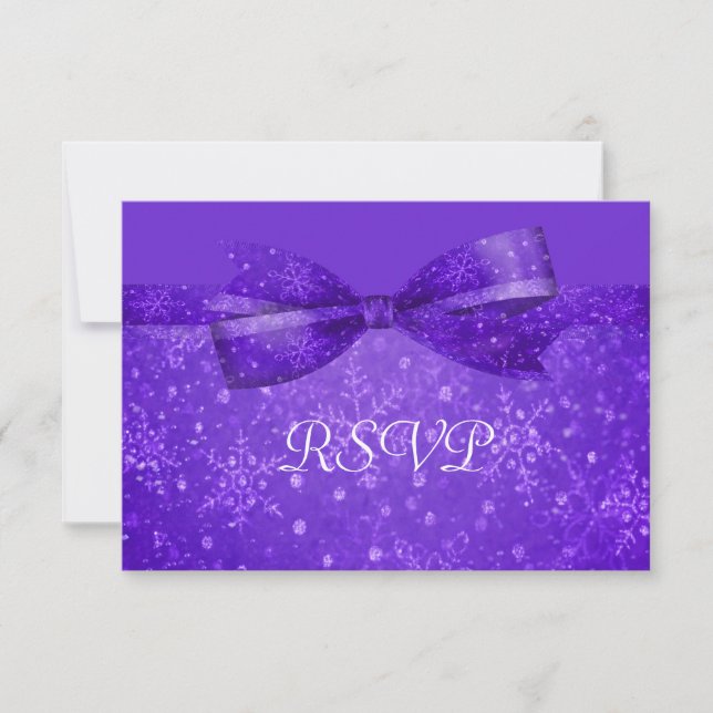 Cartons Réponse Mariage Purple Passion & Shimmer Snowflakes (Devant)