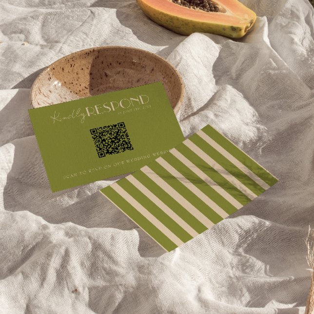 Cartons Réponse Mariage QR Code Argent Ancien Vert de Mousse Class (Créateur téléchargé)
