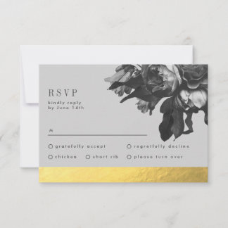 Cartons Réponse Mariage QR CODE BACK de bande noire en or