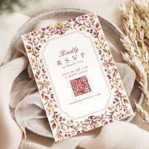Mariage QR Code Floral Botanique Vintage d'Automne