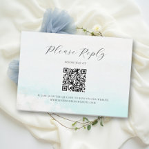 Mariage QR Simple Bleu Vague Océanique Plage Côtiè