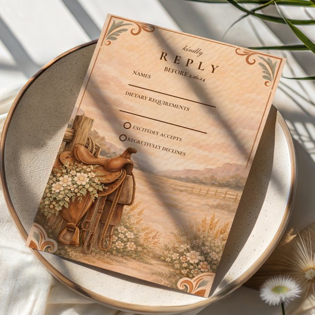 Cartons Réponse Mariage Ranch Western Rustique (Créateur téléchargé)