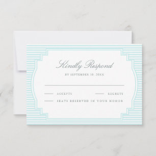 Cartons Réponse Mariage rayé bleu pastel classique