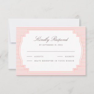 Cartons Réponse Mariage rayé rose corail pastel