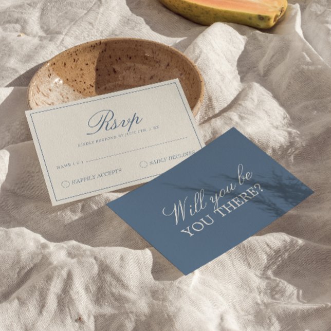 Cartons Réponse Mariage Rétro Argenté et Bleu de Classe (Créateur téléchargé)